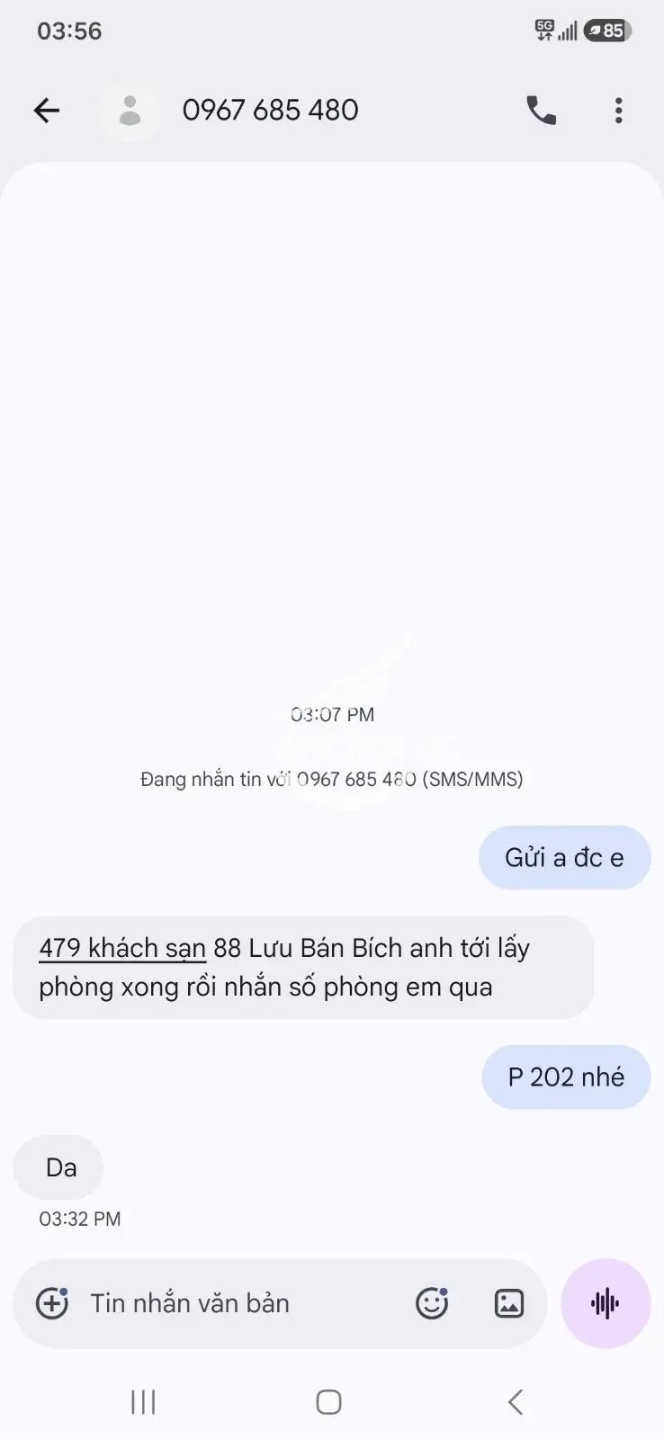 Gửi số phòng đúng. Đi lộn zô quạu. Dv để cho  có. Đụng dô hất tay ra. Bj cho lên